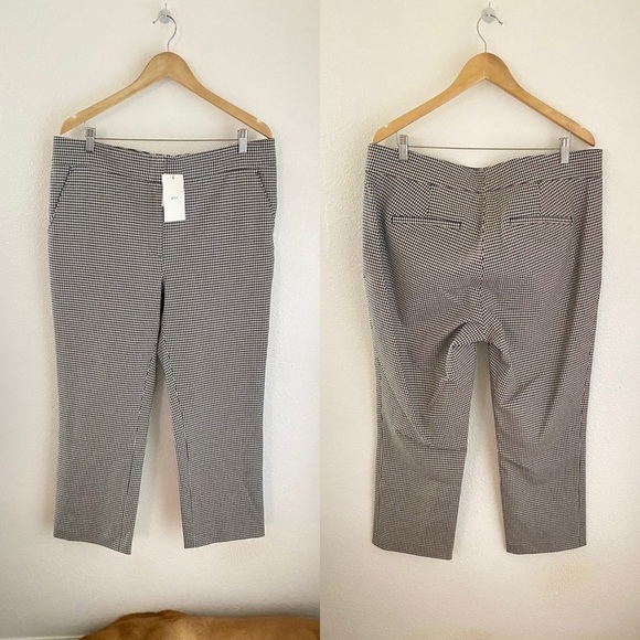 A.L.C. James Pants Houndstooth Cotton Blend Black Cream Size 18 NWT - Picture 3 of 11